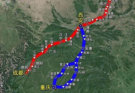 西渝高鐵四川段線路圖