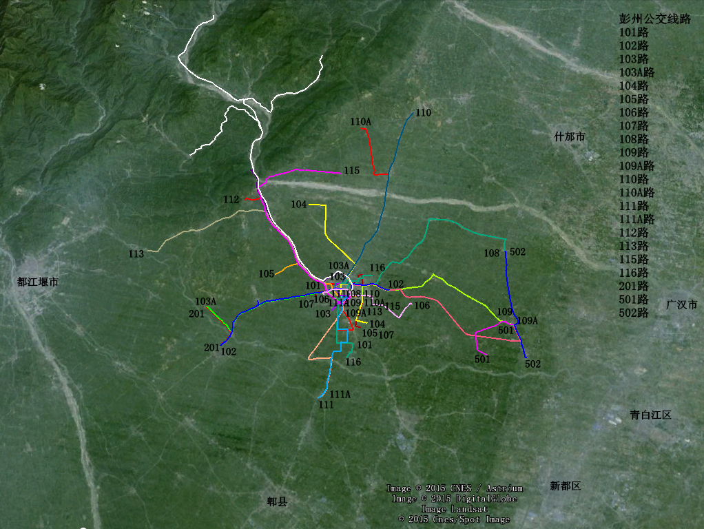 彭州公交線路圖