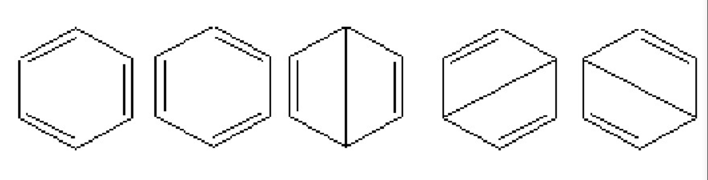 圖1. 苯分子的多種共振結構