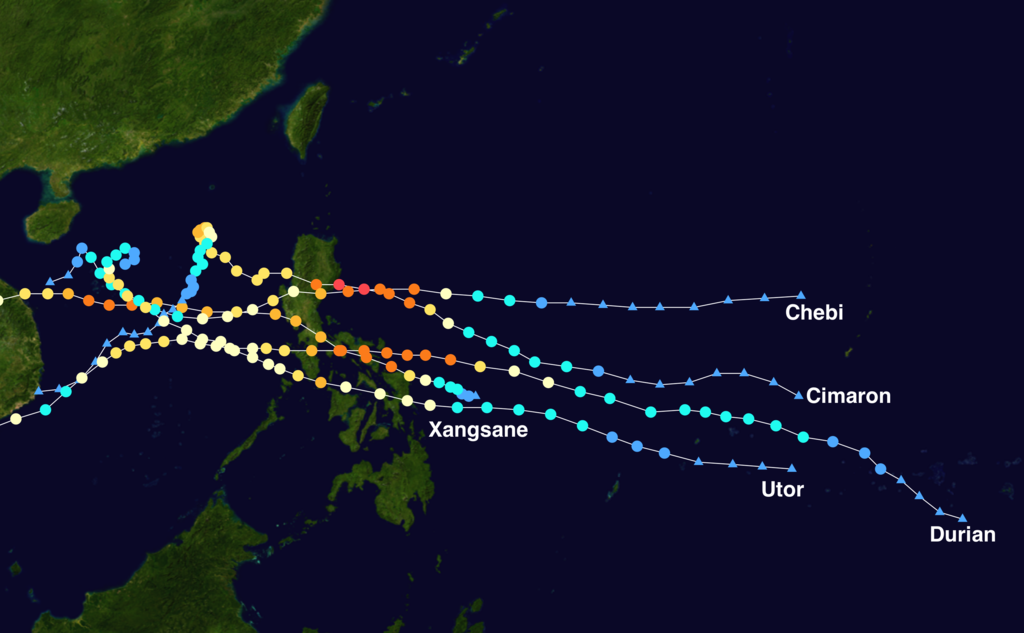 2006年秋季登菲颱風一覽