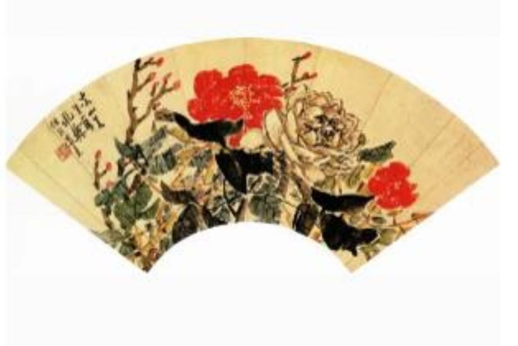紅花扇面 紅花扇面