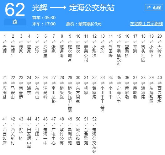 舟山公交62路 舟山公交62路
