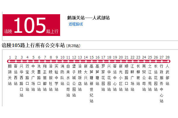 涪陵公交105路 涪陵公交105路