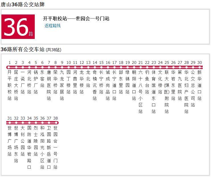 唐山公交36路 唐山公交36路
