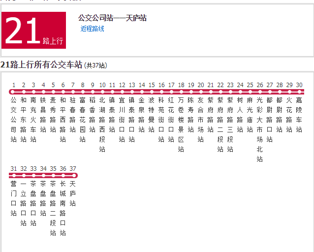 南充公交21路 南充公交21路