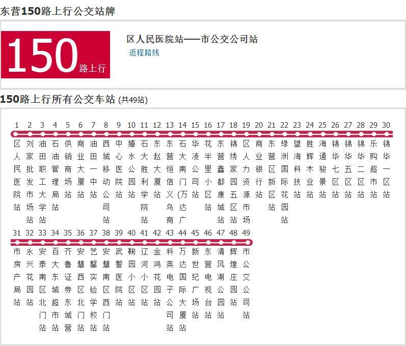 東營公交150路 東營公交150路
