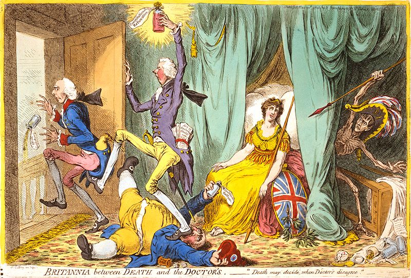 1804年漫畫，小皮特拯救英國踢飛了阿丁頓