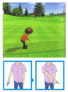在高爾夫遊戲中使用Wii手柄模仿揮桿動作