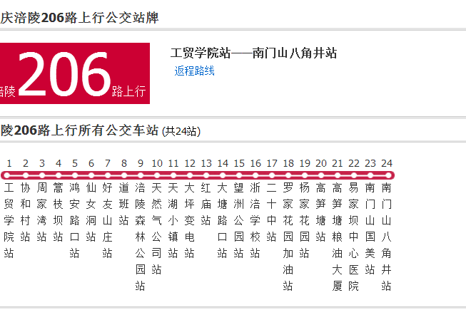 涪陵公交206路 涪陵公交206路
