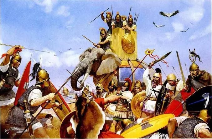 羅馬在逼退兩翼的騎兵與戰象後 逐步包圍了迦太基軍隊
