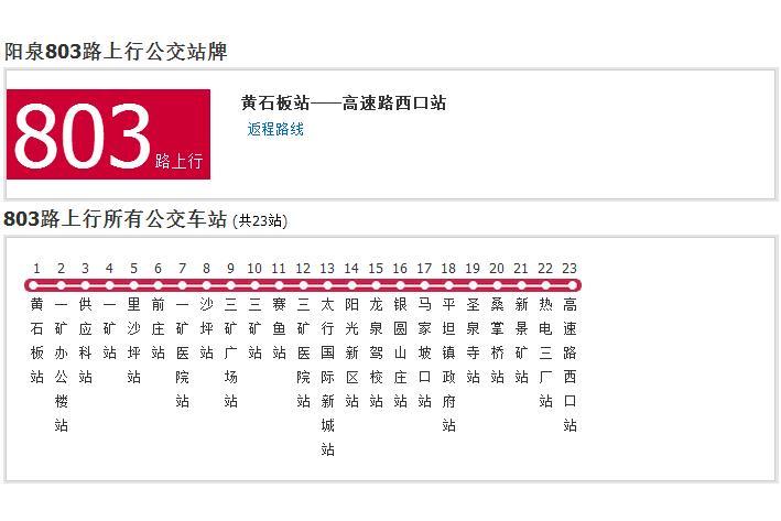 陽泉公交803路 陽泉公交803路