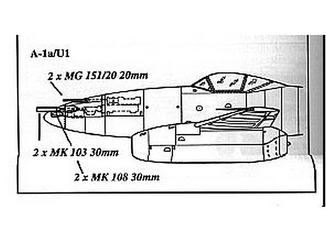 Me 262A-1a機首機炮示意圖