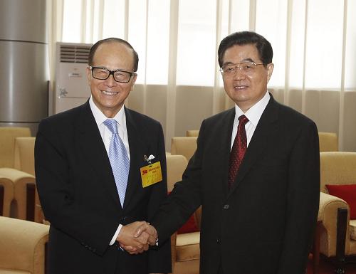 2010年9月6日胡錦濤在深圳會見李嘉誠先生