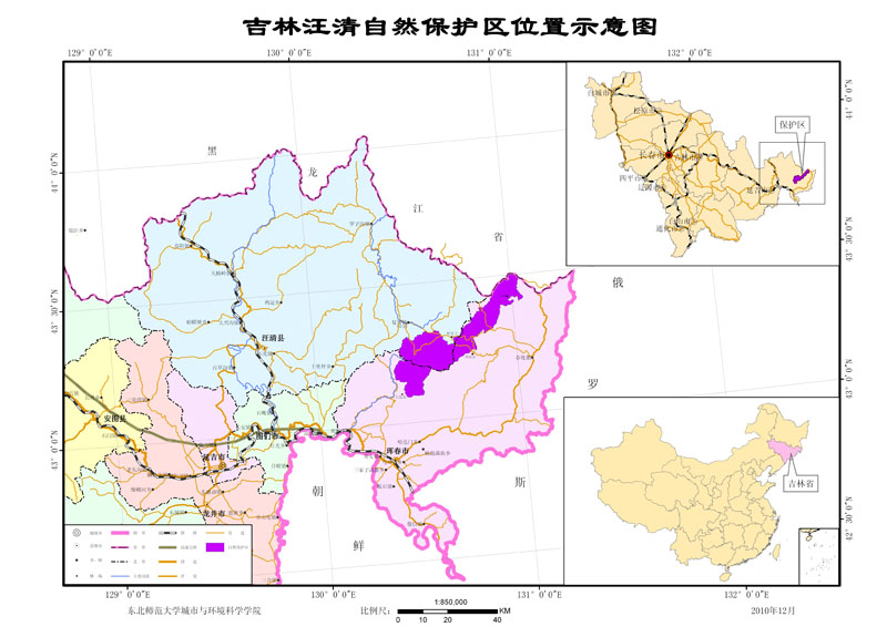 吉林汪清國家級自然保護區位置示意圖
