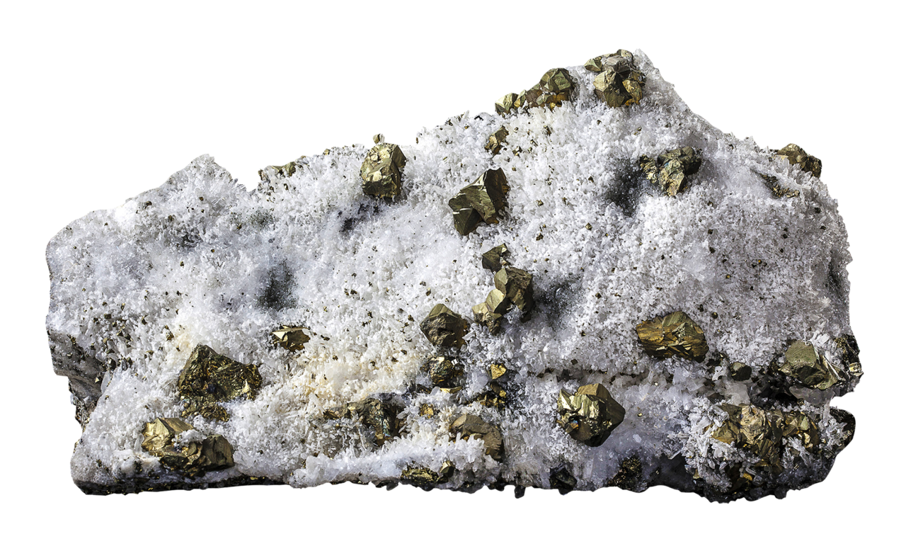 黃銅礦、水晶、黃鐵礦、方解石