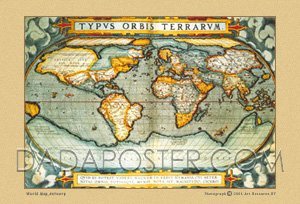 奧特柳斯1598年繪製的世界地圖