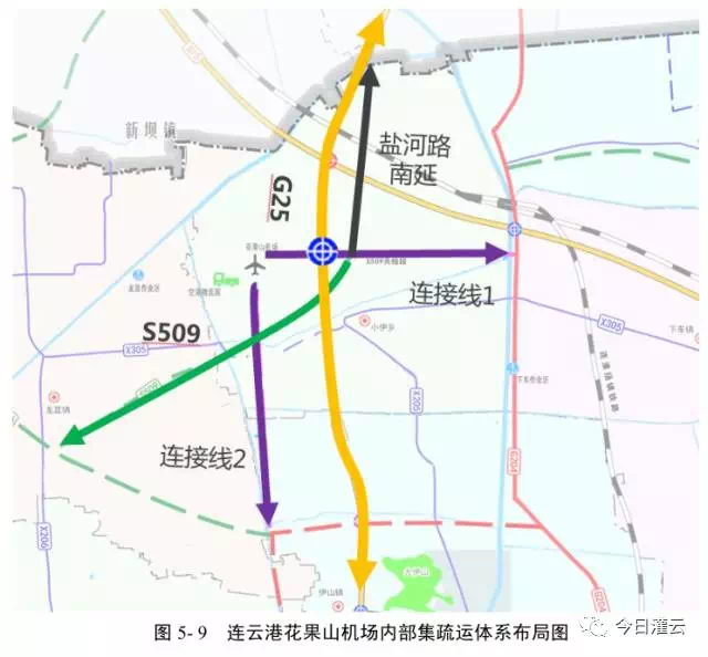 連雲港花果山機場內部集疏運體系布局圖
