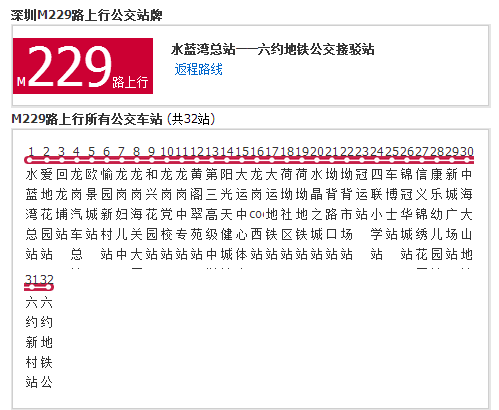 深圳公交M229路 深圳公交M229路