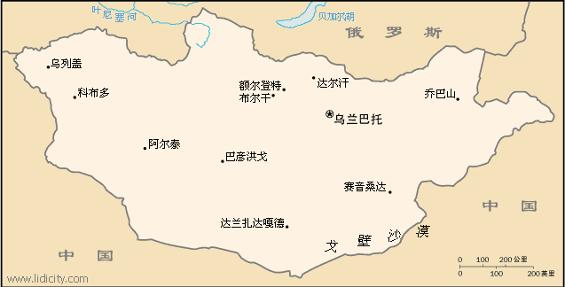 達爾汗地區在蒙古國的地理位置