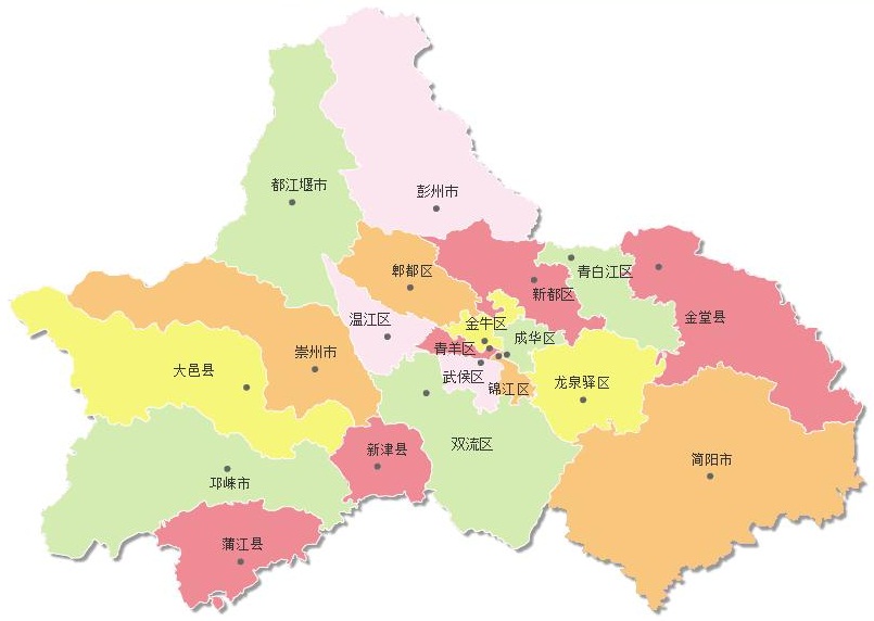 成都市行政區劃（2017年）