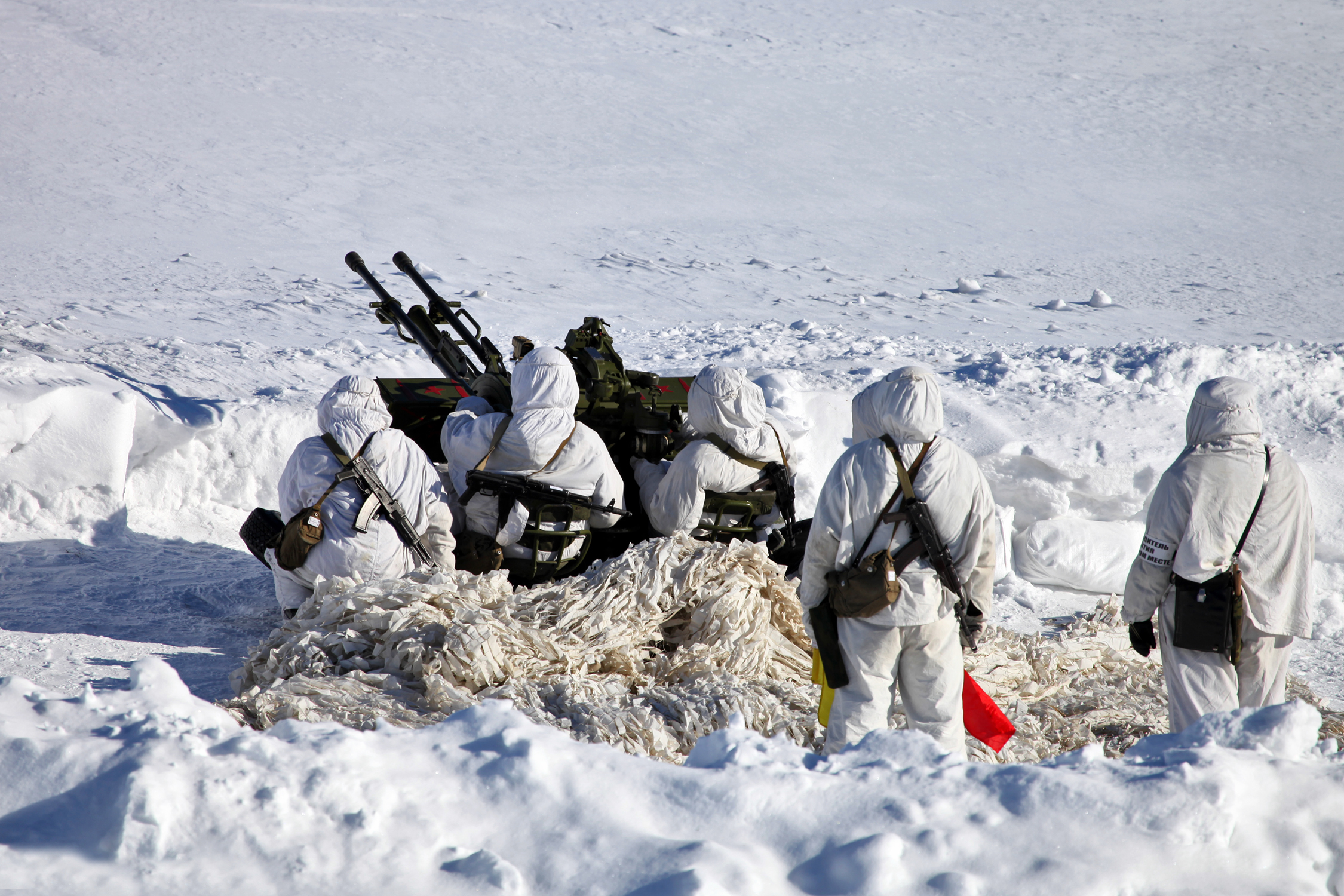 內衛部隊特種部隊使用ZU-23-2高射炮進行訓練，攝於2013年