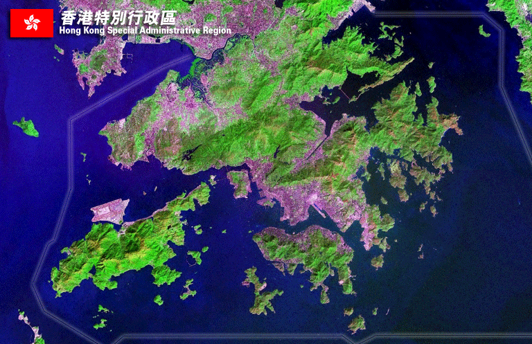 現時香港圖，可見轄區變化