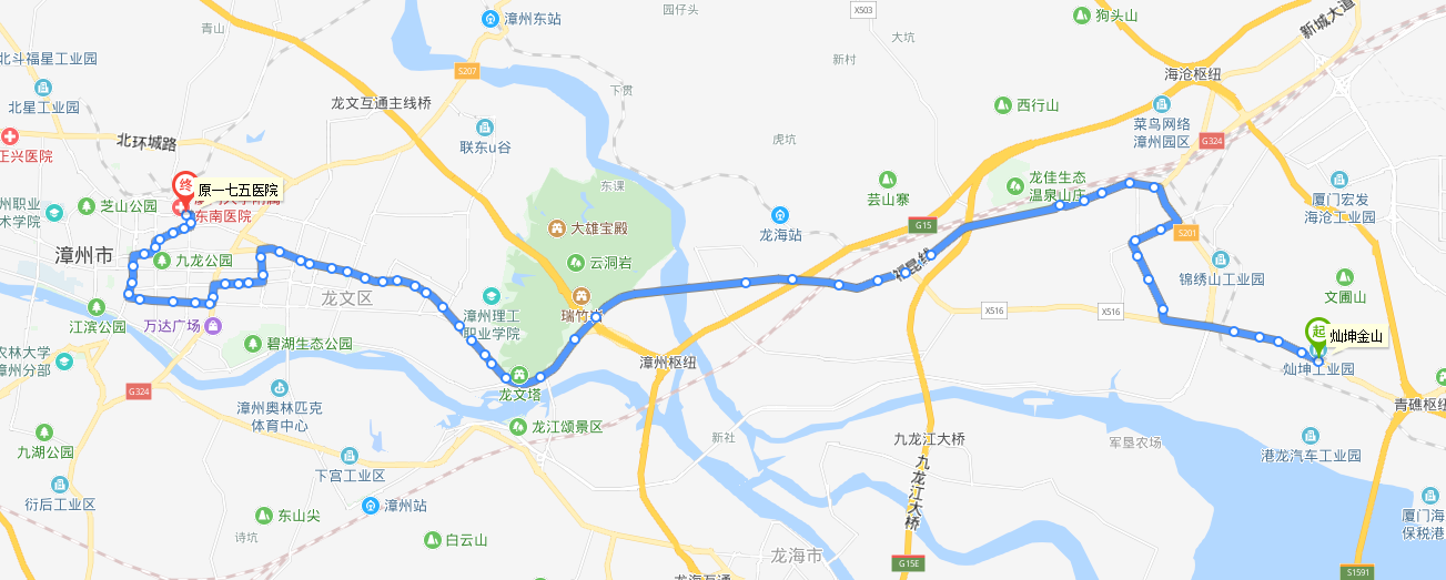 漳州公交23路下行路線圖