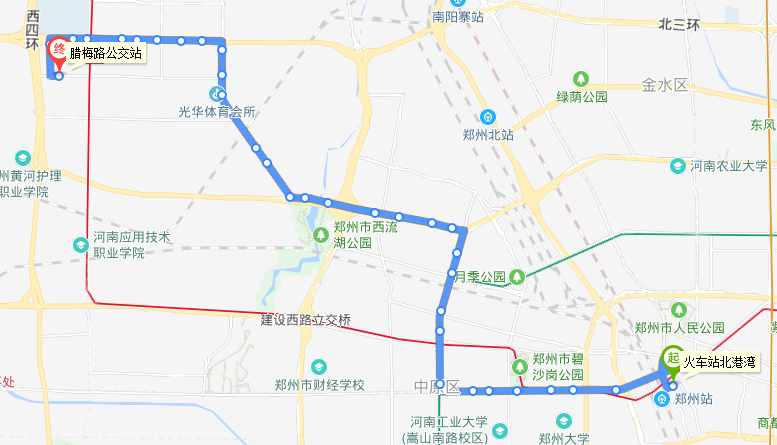 鄭州公交B12路線路圖
