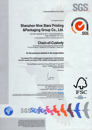 SGS FSC證書樣板