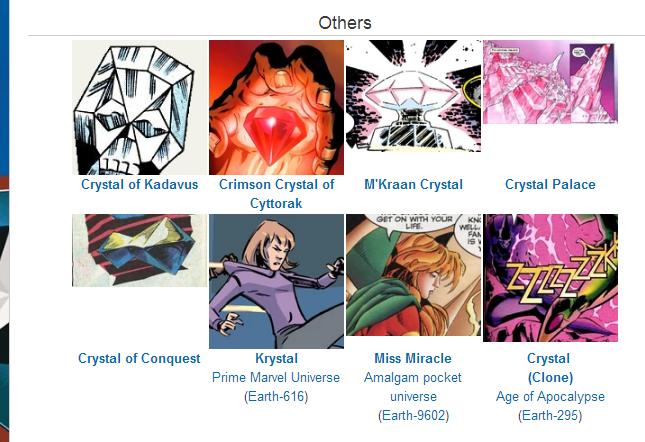 漫畫中其他名叫（代號）水晶的角色和物品