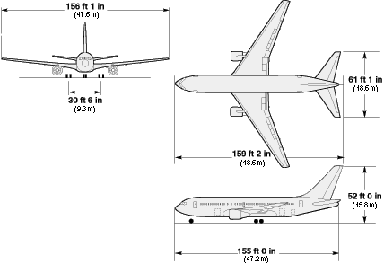 Boeing767-200/-200ER 三視圖