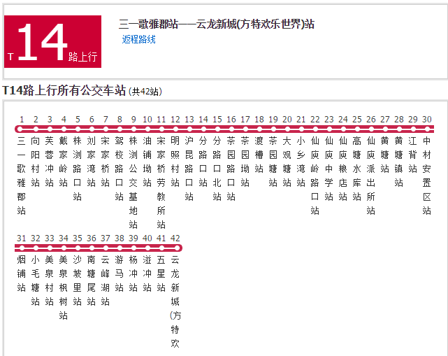 株洲公交T14路 株洲公交T14路