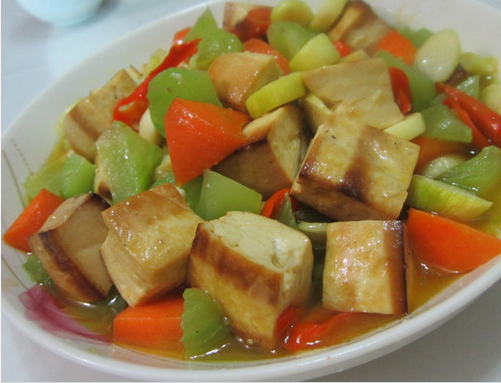 火腿蘿蔔炒豆腐