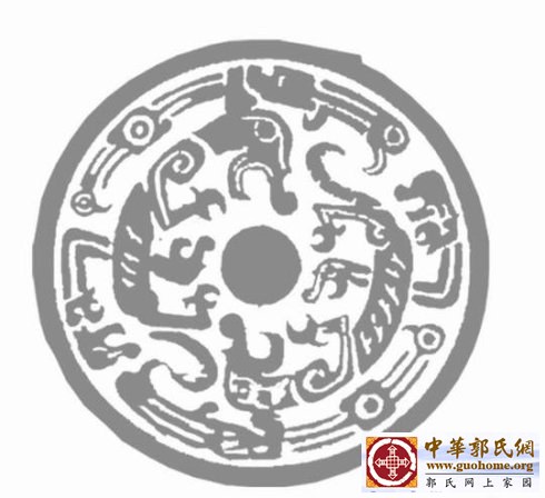 虢氏族徽—虢太子墓陽燧虎圖騰“白虎戰虺”