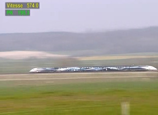 TGV創造574.8公里時速的新紀錄