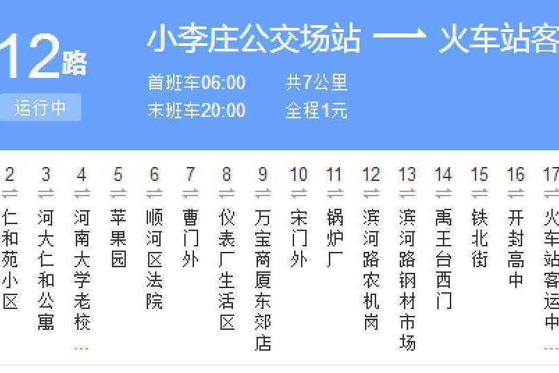 開封公交12路 開封公交12路
