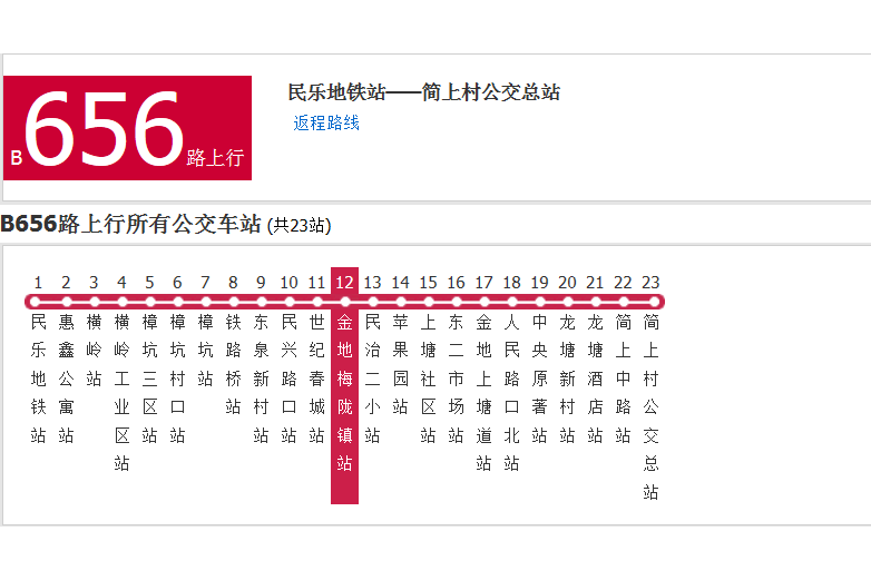 深圳公交B656路 深圳公交B656路