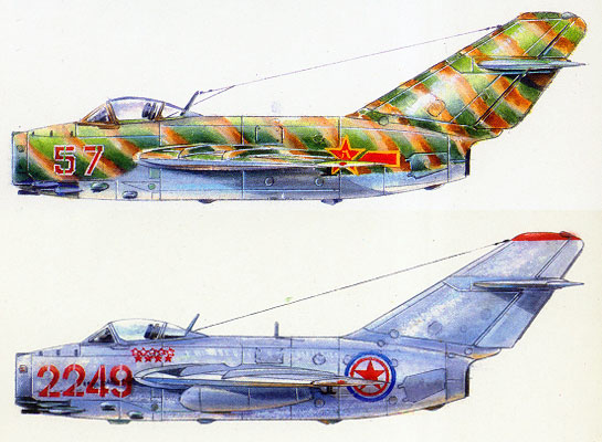 米格-15（上）和米格-15“比斯”
