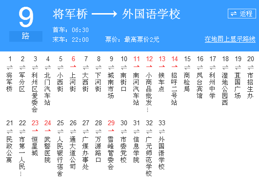 廣元公交9路 廣元公交9路