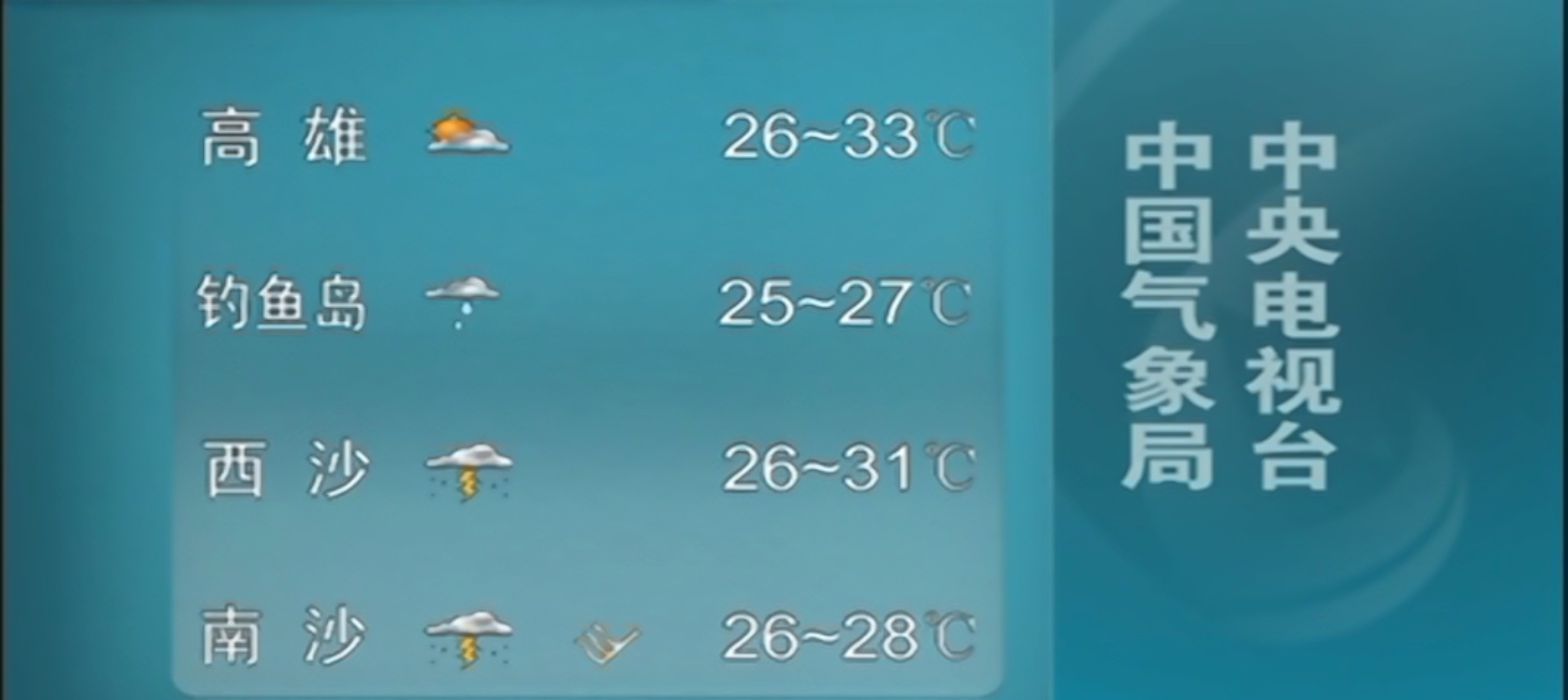 央視首次播出釣魚島天氣預報