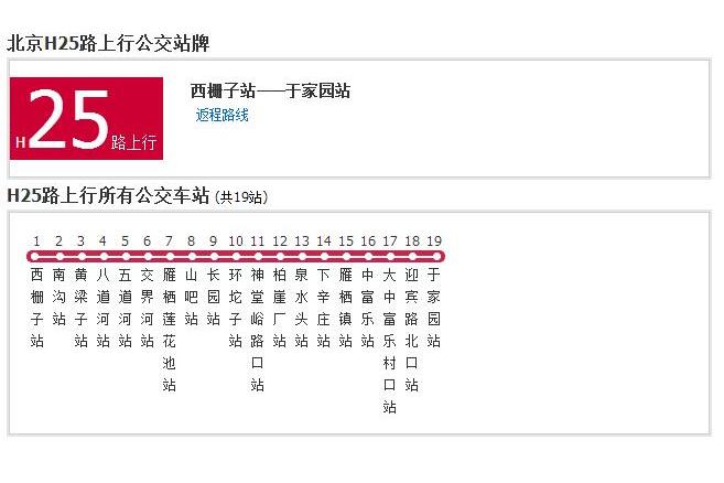 北京公交H25路 北京公交H25路