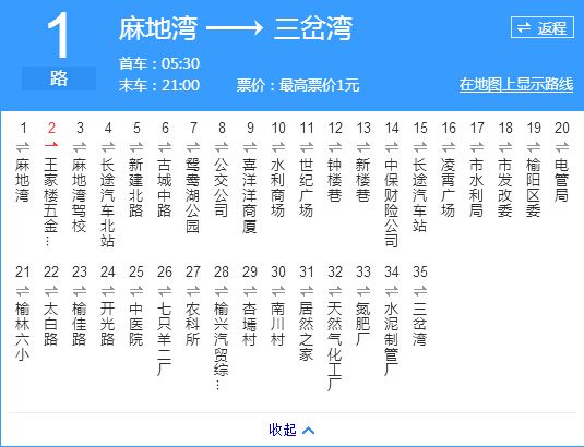榆林公交1路 榆林公交1路