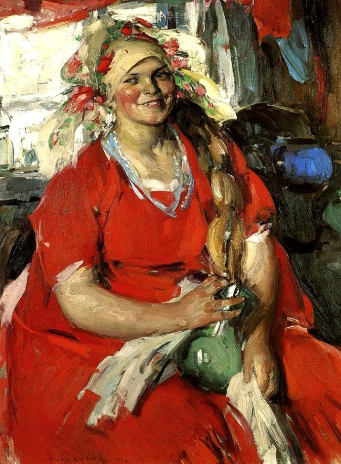 紅衣姑娘(油畫)