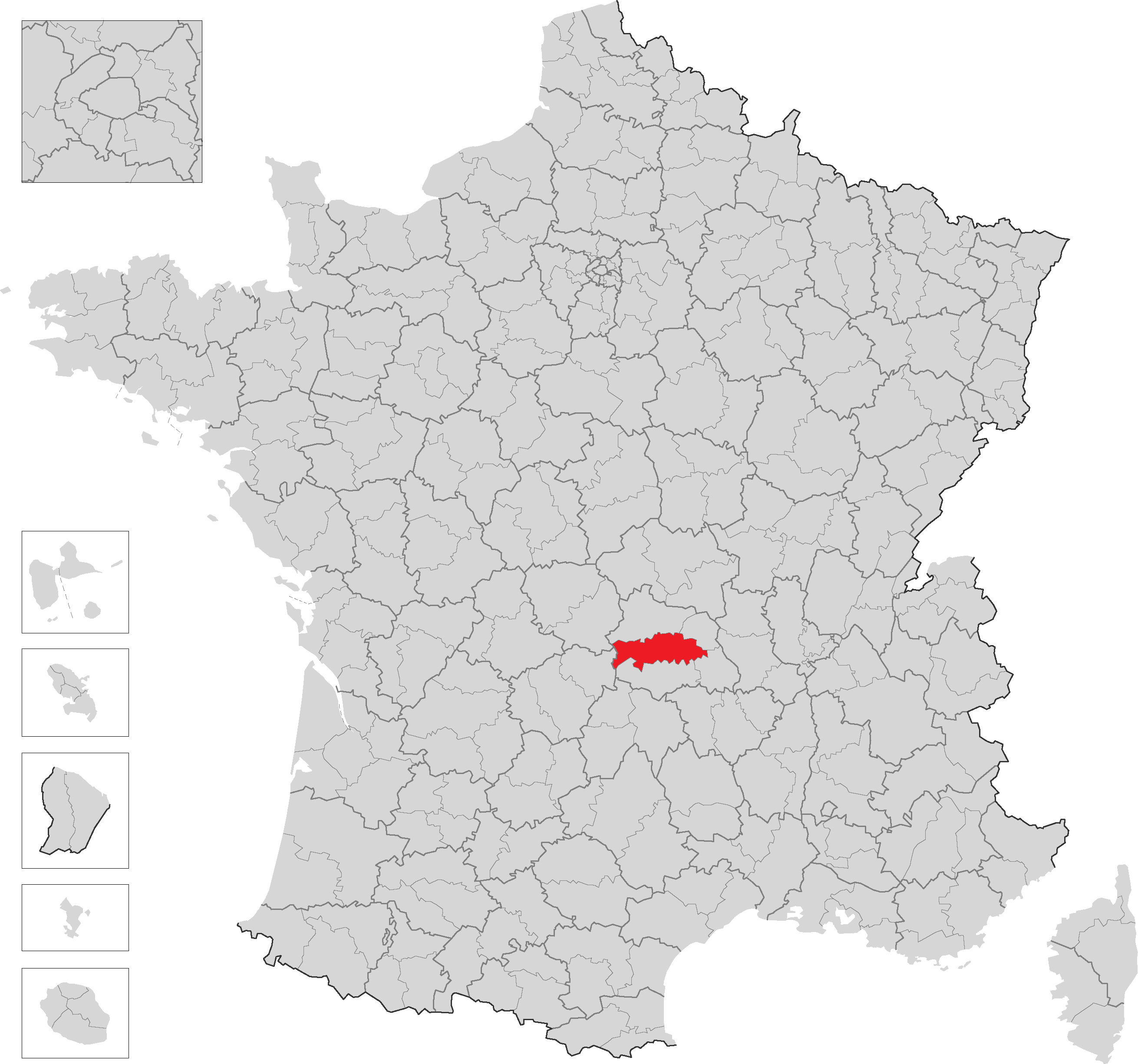 克萊蒙費朗地區在法國的位置
