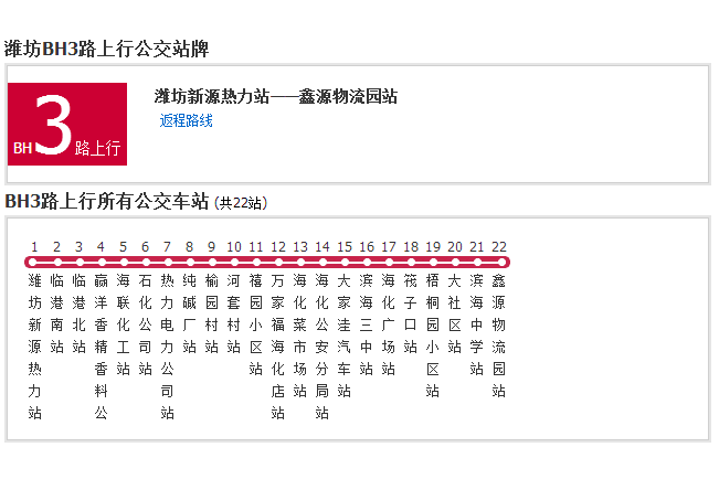濰坊公交BH3路 濰坊公交BH3路