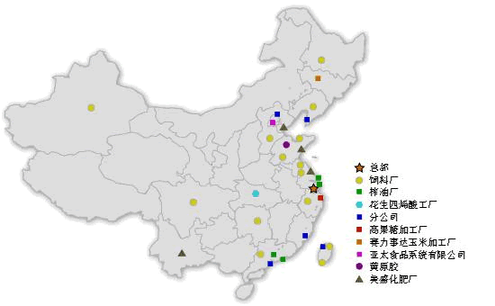 嘉吉在中國的業務分布圖