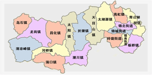 天目山鎮在杭州市臨安區的位置
