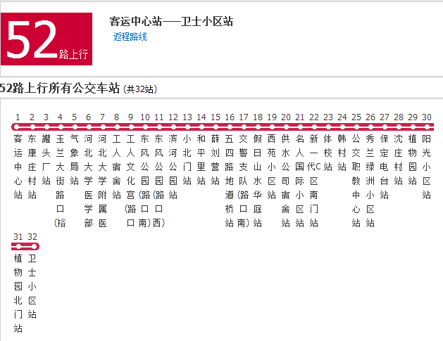 保定公交52路 保定公交52路
