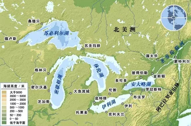作為美國和加拿大重要邊界的五大湖區