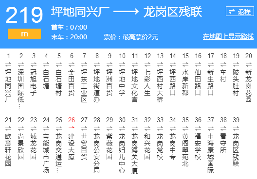 深圳公交M219路 深圳公交M219路